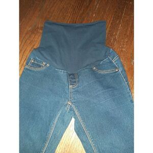 XSP Maternity Petite Indigo Blue Stretch Denim Over Bump Blue Jeans